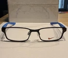 Nike Kids Eyeglasses Frames 5576 002 Black Blue Rectangular Full Rim 48-16-130 New. Price: $37.99.
