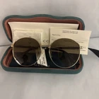 Gucci Gold/brown Lens 58-17-150MM Unisex Sunglasses GG0206SK 003 New. Price: $250.00.