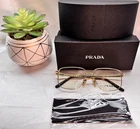 Prada 62YV 5AK1O1 Full Rim Geometric Eyeglass Frames Gold Metal 54/18/145 New. Price: $80.00.