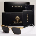 Versace Sunglasses Black Gold Square Metal Glossy Mod 1285 1002 56MM Pre-owned. Price: $184.23.