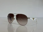 Prada Spr 53Q ZVN-0A6 Aviator White Gold Brown Sunglasses Frame 60-13-140 Pre-owned. Price: $129.99.