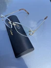 Cartier Wire Frames Luxury Rimless Designer Eyewear Clear/orange Pre-owned. Price: $350.00.