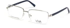 New Viva VV-4049 010 Shiny Light Nickeltin Eyeglasses W/blue Temples 55/16/140. Price: $24.95.