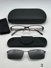 Takumi T9569 Magnetic Clip-on Eyeglass Frames Black 53-16-140 W/ Case Pre-owned. Price: $70.00.