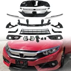 14PCS Grille Kit Front Brackets Radiator Cover Fog Lights For 16-18 Honda Civic New. Price: $110.59.