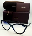 Tom Ford Eyeglasses Tf 5763-B 001 56-15 Black Cat-eye Frames W/blue Block Lenses New. Price: $499.99.