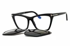 Tom Ford FT5971-B Black Cat Eyeglasses W/ Sunglass Clip-on 54-17-140 New. Price: $219.99.