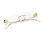 Men's Vintage Gold Frame Rimless Hip Hop White Woodgrain Clear Lens Glasses New. Price: $20.99.