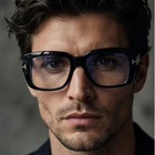 Tom Ford Eyeglasses FT5822-B 001 Black Square Men Blue Light Frames 54MM New. Price: $308.95.