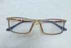 Lightweight Brown & Blue Reading Glasses Rectangular Frame Zeiss Lens Pre-owned. Price: $19.00.
