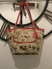Coach Horse And Carriage Print Red Trim Tote Bag Charm Women Designer Pre-owned. Price: $100.00.