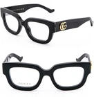 Gucci GG1548O Black Gold Logo Geometric Bold Eyeglass Optical 50MM 001 New. Price: $275.50.