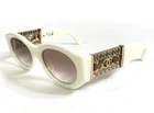 Chanel Sunglasses 5536-Q-A C.1255/13 Ivory Gold Woven Leather With Brown Lenses New. Price: $599.99.