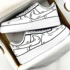 Air Force 1 Custom White Shoes Black Bold Outline Graffiti Urban Chill Art Style New. Price: $249.94.
