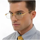 Mens Rimless Rectangular Gold Metal Eyeglasses Clear Lens Luxury Style Frames New. Price: $14.98.
