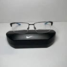 Nike 8054 074 Rectangle Satin Gunmetal/matte Gray/blue Half Rim Eyeglasses 55MM Pre-owned. Price: $72.00.