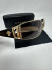 Versace MOD.2021 100213 Gold Black Rectangular Eyeglasses Frame 60-15-130 Pre-owned. Price: $750.00.