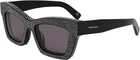 New Salvatore Ferragamo SF-2045SR 001 Black Sunglasses With Light Grey Lenses. Price: $99.95.