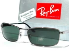 New Ray Ban Gunmetal Silver Frame Dark Green Lens Sunglass Rb 3498 004/71. Price: $138.88.