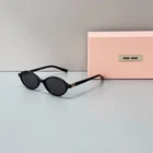 Miu SMU04ZS Black Frame Dark Gray Lens Oval Sunglasses 50-18-140 Italy New. Price: $138.00.