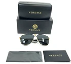 Versace Sunglasses MOD.2238 1436/87 Matte Black Gold Aviator Frames Gray Lenses New. Price: $144.99.