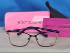 New Women's Betsey Johnson Eyeglass Frame 24 Carat Black Metal W/ Side Groove 52. Price: $79.95.