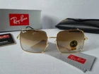 New Ray-ban RB1971 9147/51 Square Classic Polished Gold Grad Brown Sunglasses 54. Price: $36.98.