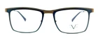 Men's Large Metal Rectangular Eyeglasses V1969 #9111 Nv Navy + Brass 54-19-145 New. Price: $55.00.