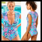 Nwt Lilly Pulitzer 12 Imogen One Piece Swimsuit Blue Horizon Jungle Sunrise New. Price: $168.00.