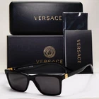 Versace Sunglasses Black Square Glossy Gold Medusa Mod 3328 GB1 54MM Pre-owned. Price: $174.56.