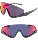 Gucci Gray Purple Print Mirror Sport Wrap Shield GG1650S Sunglasses 009 New. Price: $283.04.