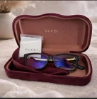 Gucci Black Plastic Full Rim Rectangle Eyeglasses Frames Solid Logo Designer New. Price: $116.25.