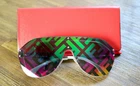 Fendi FFM0039 F74R3 Rainbow Lens Silver Frame Oversized Shield Sunglasses New. Price: $199.00.