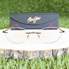 Maui Jim Eyeglasses Frame Mjo 2002-37 50-17-135 Burgundy Rimless Japan With Case Pre-owned. Price: $79.99.