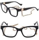 Gucci GG1025O Black Gold Chain Optical Frame Classic Eyeglasses 51MM 003 New. Price: $329.45.