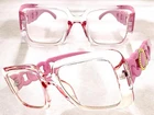 Exaggerated Vintage Retro Clear Lens Eye Glasses Large Square Thick Pink Frame New. Price: $13.94.