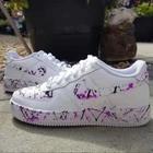 Air Force 1 Custom White Shoes Vibrant Neon Purple & Black Splatter Effect Style New. Price: $249.94.