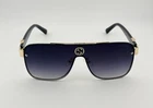 Gucci GU1222 Black & Gold Shield Sunglasses, Gray Gradient Lens 60-14-142 Pre-owned. Price: $150.00.