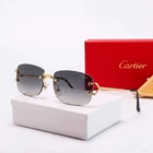 Cartier Big Rimless Sunglasses Black Gray Lens Gold Frame Luxury Eyewear New. Price: $65.99.
