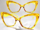 Classy Vintage 60S Retro Cat Eye Style Clear Lens Glasses Funky Yellow Frame New. Price: $13.89.