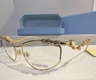 Swarovski Women Gold Cat Full Rim Metal Eyeglasses SK1015 55-19-140 New. Price: $119.00.