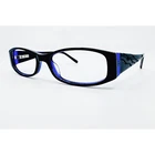 Tempo Eyeglasses Womens Blue Black Rhinestone Rectangular 53 16 135 Pre-owned. Price: $39.99.