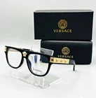 Versace Black Plastic Rectangle Full Rim Eyeglasses Frames Solid Designer New. Price: $55.00.