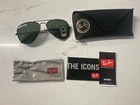 Ray-ban RB3025 L2823 Aviator Sunglasses 58MM Black Frame G-15 Green Lens New. Price: $89.00.