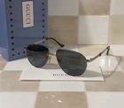 Gucci GG1440S 004 Silver Metal Aviator Grey Sunglasses Unisex Ships Today New. Price: $149.99.