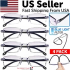 4 Pk Mens Rectangular Rimless Blue Light Blocking Reading Glasses Unisex Readers New. Price: $9.89.