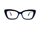 New Gucci Black Cat Eye Glasses Red Green Temples Italy Gg 0165O 51 17 140. Price: $239.00.
