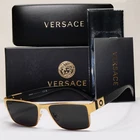 Versace Sunglasses Gold Black Glossy Square Medusa Mod 1274 1002 55MM Pre-owned. Price: $179.10.