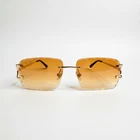 Cartier Rimless Gold Unisex Eyeglasses CT0092O Diamond Cut Coffee Tint Lens Pre-owned. Price: $250.00.