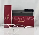 Cartier CT0157O 003 Silver Semi-rimless Cat Eyeglasses 54MM Authentic New. Price: $699.99.